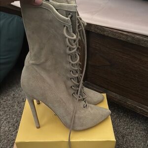 Steve Madden Tan Lace-Up Boots with Stiletto Heel